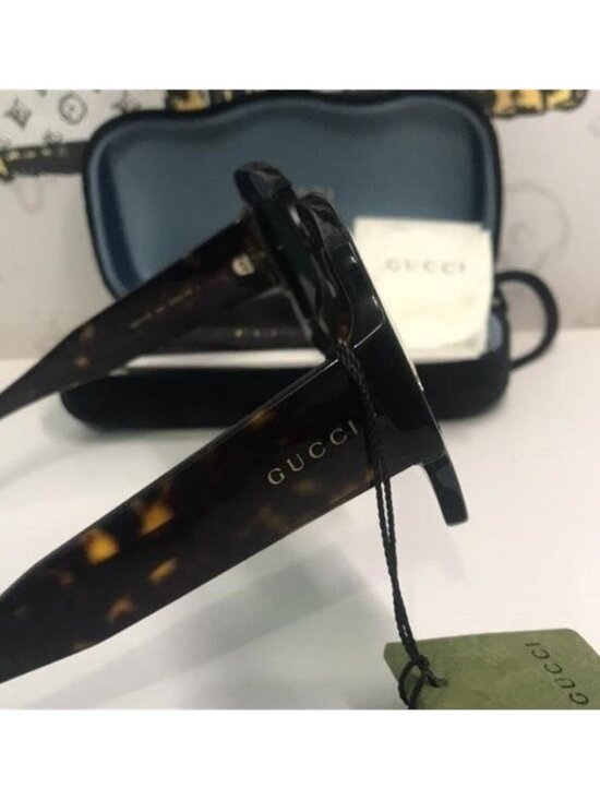 New Authentic Gucci GG1111S 002 Havana Square Sunglasses Green Lenses main image 10